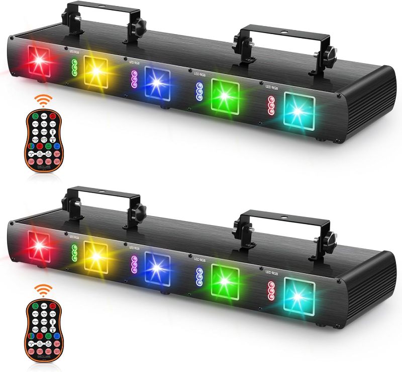 Photo 1 of **MISSING REMOTES***U`King Stage Laser Light DJ Light, 5 Beam Effect Sound Activated DJ Party Lights RGBYC LED Projector Music Lights with Remote Control DMX for Dancing Birthday Bar Pub Stage Lighting(2PC)