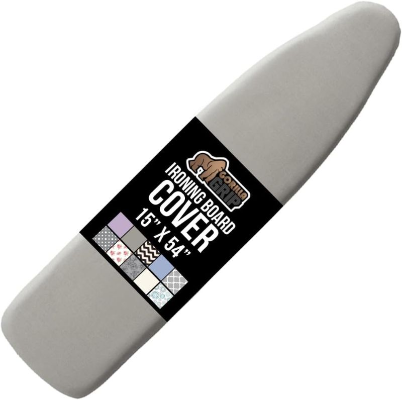 Photo 1 of ***Missing strings***GORILLA GRIP The Original Ironing Board Cover and Pad, Silicone Coating, 400°F Scorch Resistant Thick Padding, Heavy Duty Iron Covers Standard Boards, Hook and Loop Fastener Strap, Silver 15x54***Missing strings***