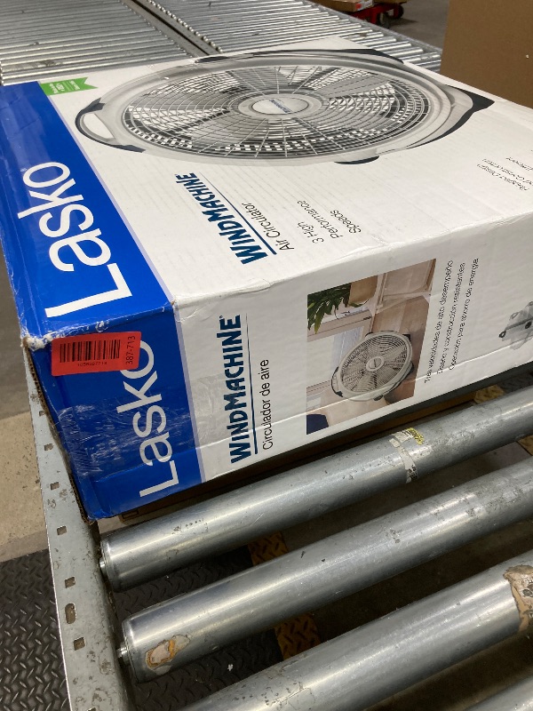 Photo 1 of *Side damaged* Lasko Wind Machine Fan, Air Circulator Fan with 3 Speeds, 20" Model 3300, Gray