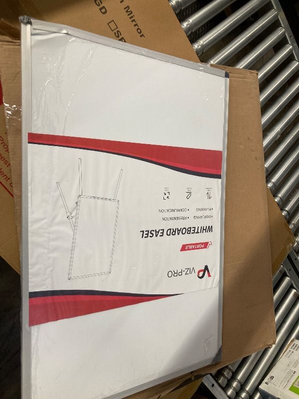 Photo 1 of **DAMAGED CORNER***VIZ-PRO Magnetic Portable Easel Dry Erase Board, Flipchart Easel Stand Tripod Whiteboard, 24"W x 36"L