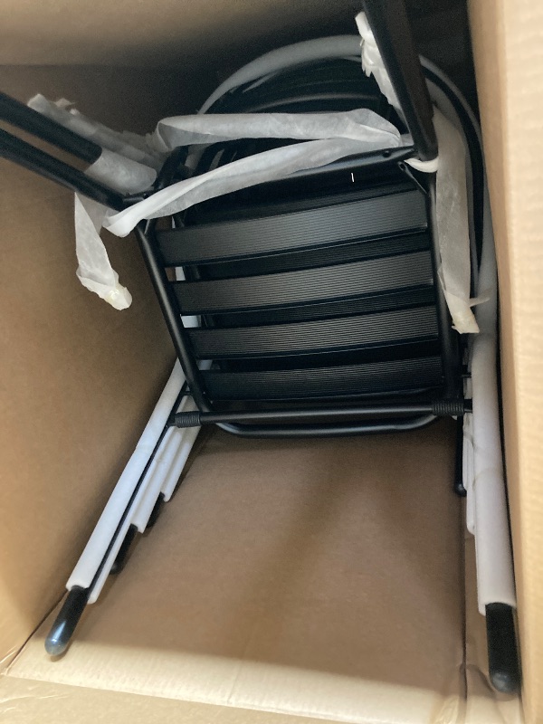 View 2 of ***MISSING PART -CHAIRS ONLY*** Flash Furniture 4-Piece Patio Dining with 4 Stackable Slat Back Chairs, Indoor/Outdoor ,Black