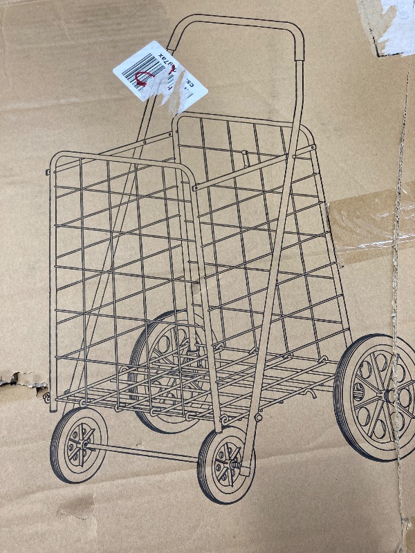 Photo 1 of **MISSING PARTS**Whitmor Extra Large Utility Foldable Shopping Cart with Wheels, 100 Lb Capacity, Heavy Duty Grocery Cart with Steel Frame, Foam Handle, Rolling Collapsible Utility Trolley for Grocery, Laundry