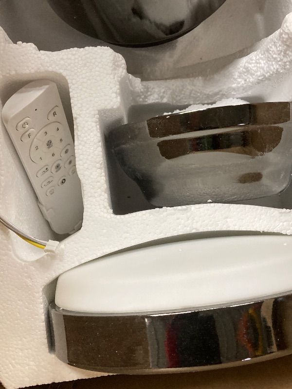 Photo 1 of ***MISSING PIECES -SELLING AS PARTS ONLY*** OKELI 52" Smart Ceiling Fan with Light, WiFi Enabled for Alexa & App Control, Reversible Black Modern Ceiling Fan with Dimmable LED Light and Remote, Clear Blades for Living Room Bedroom