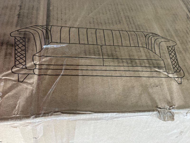Photo 1 of **Missing Box 2 to use for replacements, the photo is only to a reference**Chesterfield Sofa, 3 Seater Velvet Couch with Pillows & Button Tufted Back, Mid Century Modern Couch with Nailhead Trim & Roll Armrests, Comfy Couches for Living Room, Bedroom(Ligh