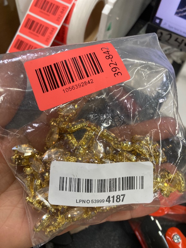 Photo 1 of 1 Yard Rhinestone Trim Chain Gold Yellow String Strips Crystal Applique Fringe Ribbon Beads Sewing for Dress DIY Party Wedding Bouquet Decoration Bridal Costume Embellishment