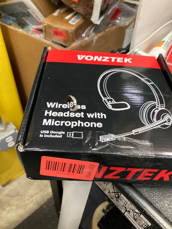 Photo 1 of **MISSING USB DONGLE**Wireless Headset, 5.0 Trucker Bluetooth Headset with with Microphone Noise Canceling & USB Dongle, Wireless Headphones with Mic Mute for Remote Work Cell Phone Computer Call Office Teams Meetings