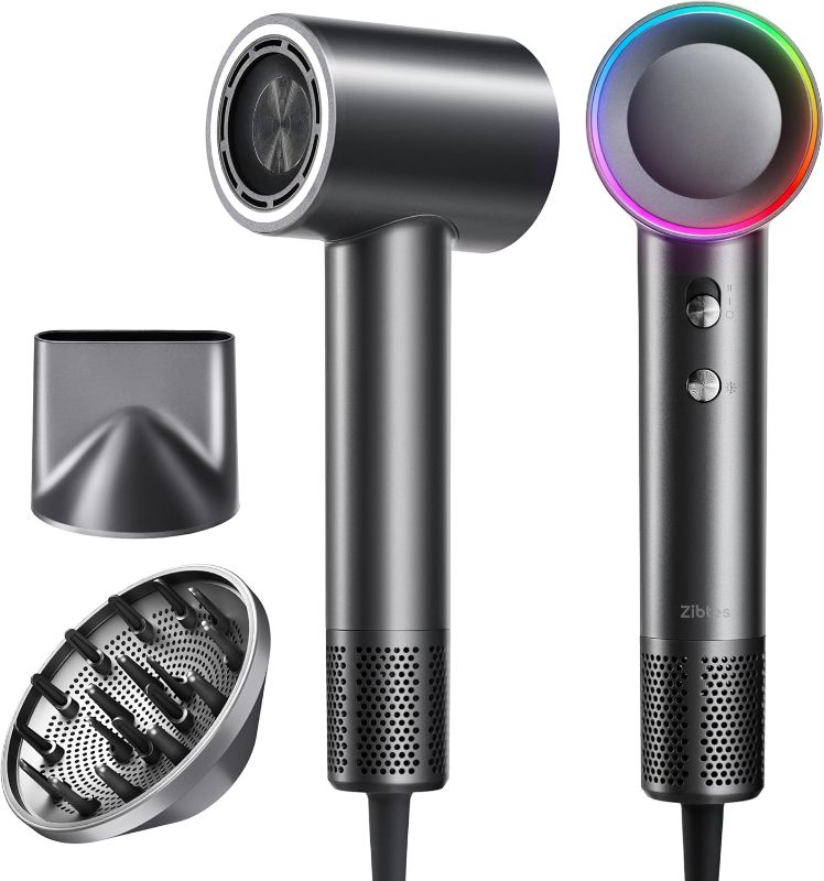 Photo 1 of **DONT TURN ON/PARTS ONLY**High-Speed Hair Dryer, 160,000 RPM Brushless Motor for Ultra-Fast Drying, 500M Ionic Negative for Frizz Reduce, Low Noise Thermo-Control Blow Dryer with Diffuser for Curly Hair Women and Men,Grey