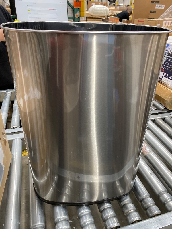 Photo 1 of ***DAMAGE -NON -FUCTIONAL -SELLING AS IS***iTouchless 13 Gallon Oval Trash Can with Odor Filter, Fingerprint-Proof Stainless Steel, 50L  Kitchen Garbage Bin