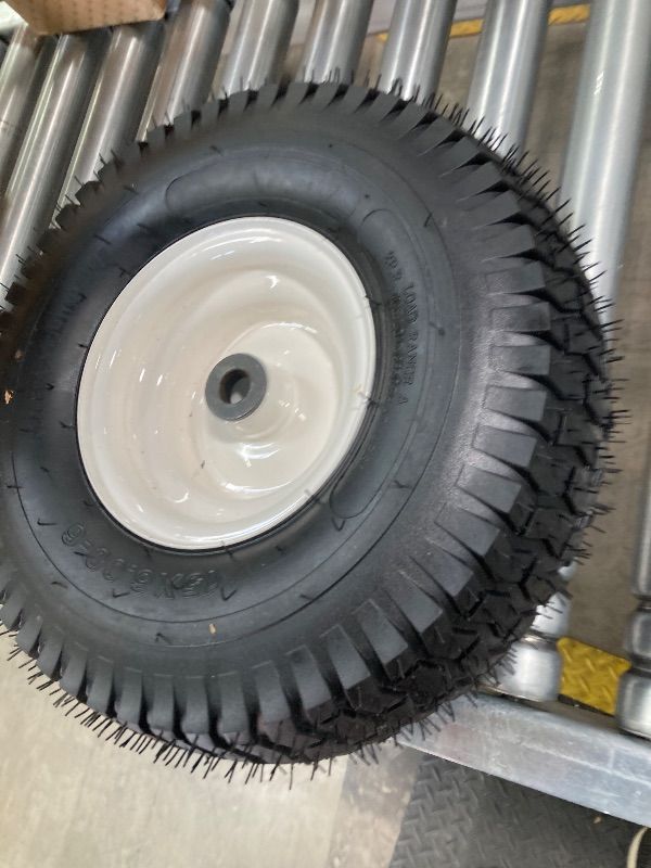 Photo 1 of ***MISSING PARTS-SELLING AS IS*** GICOOL 15x6.00-6 Rubber Lawn Mower Tire and Wheel, 2 Pcs Replacement 15x6-6nhs Riding Mowers Lawn Tire and Wheel with Bearing Bore 3/4", 3" Centered Hub