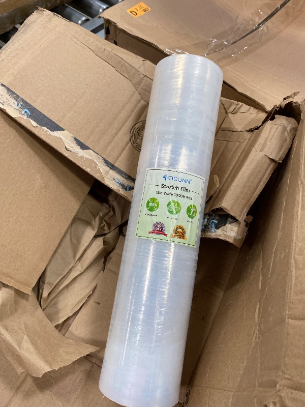 Photo 1 of Stretch Wrap Stretch Film Roll, 1000ft Industrial Strength 15 inch Wide Clear Plastic Wrap