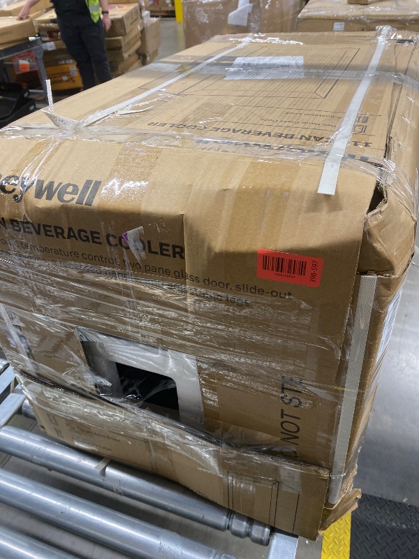 Photo 1 of ***USED -DAMAGE DOOR -MISSING PARTS -SELLING AS IS *** Honeywell Beverage Refrigerator and Cooler, 116 Can Mini Fridge with Glass Door for Soda Beer or Wine for Office or Bar with Adjustable Removable Shelving, Commercial Grade