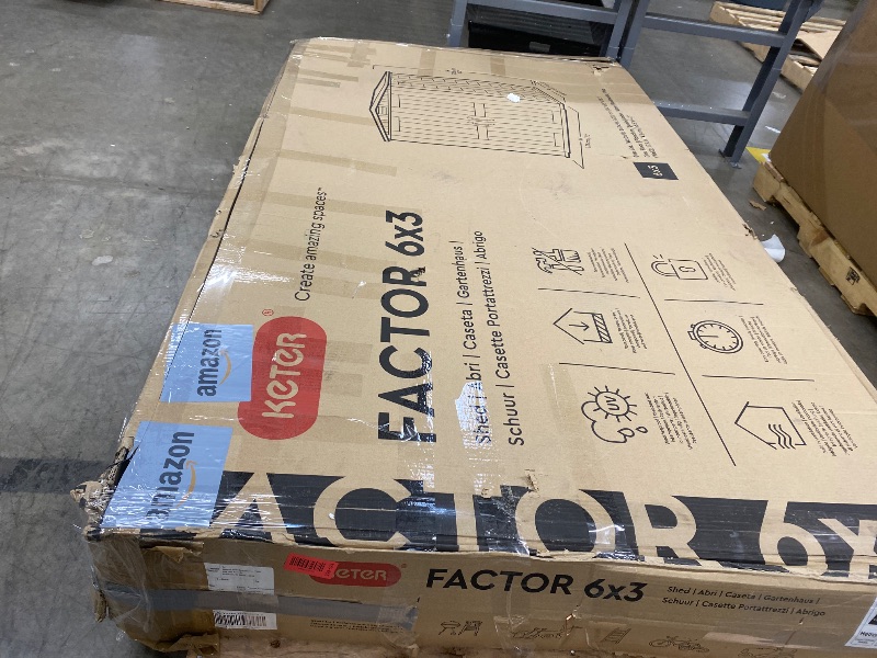 Photo 1 of **PARTS ONLY****Keter Factor 6x3 Outdoor Storage Shed Kit-Perfect to Store Patio Furniture, Garden Tools Bike Accessories, Beach Chairs and Push Lawn Mower, Taupe & Brown