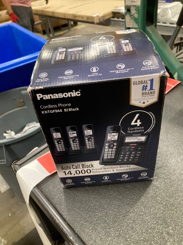 Photo 1 of ***ONLY 2 PHONES INCLUDED***Panasonic Cordless Phone with Advanced Call Block, Link2Cell Bluetooth, One-Ring Scam Alert, and 2-Way Recording, Answering Machine, 4 Handsets - KX-TGF944B (Black)***ONLY 2 PHONES INCLUDED***