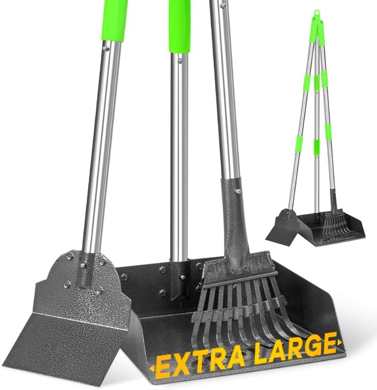 Photo 1 of **MISSING RAKE AND TRAY/ONLY I SCOOP**Pooper Scooper, Dog Pooper Scooper for Large Medium Small Dogs Heavy Duty Long Handle Metal Tray Rake Shovel Set for Yard Grass