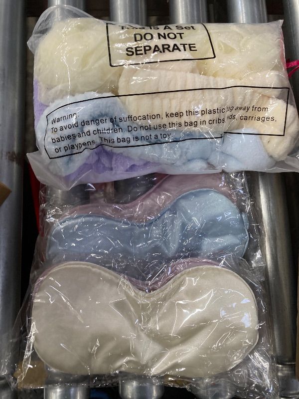 Photo 1 of ***MISSING PARTS***Nitial 56 Pcs Spa Party Supplies Including Spa Headband Sleep Eye Mask Velvet Scrunchies Bath Loofah Sponges Plastic Cup with Lids Straws for Sleepover Slumber Party Gift (Pink Purple Blue Yellow)