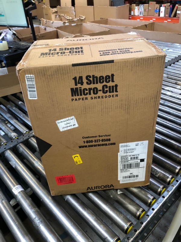 Photo 1 of Aurora AU1480MA Professional Grade 14-Sheet Micro-Cut Paper and CD/Credit Card Shredder/ 30 Minutes Continuous Run Time, White/Gray