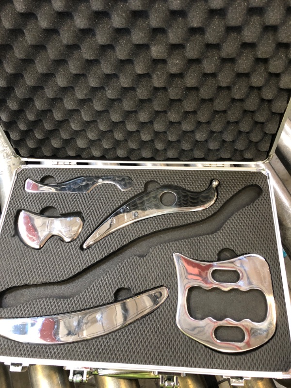 Photo 1 of NCCYOOT Gua sha Set, IASTM Tool Gua Sha Stainless Steel Muscle Scraper Set of 6 Picese for Soft Tissue Therapy and Reduce Arms,Legs,Back, Shoulder Muscle Pain(6 pcs)