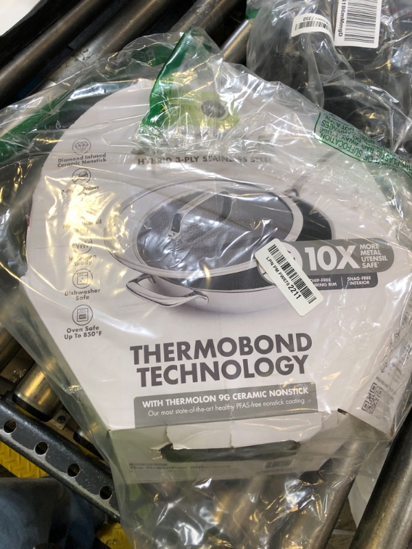 Photo 1 of GreenPan Spectra 12" Wok Pan with Lid, Hybrid Tri-Ply Stainless Steel, PFAS-Free Ceramic Nonstick Textured Cooking Surface, Induction Cookware, Diswasher Safe, Oven & Broiler Temp to 850?F