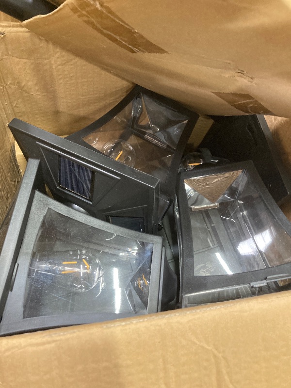 Photo 1 of **SOME COVERS HAVE CRACKS***2 PACK Solar Post Lights Outdoor Waterproof, Dusk to dawn Warm Yellow Lights, Outdoor Planter for Real or Fake Flowers, Solar Lights for Lawn, Patio, Front/Back Door