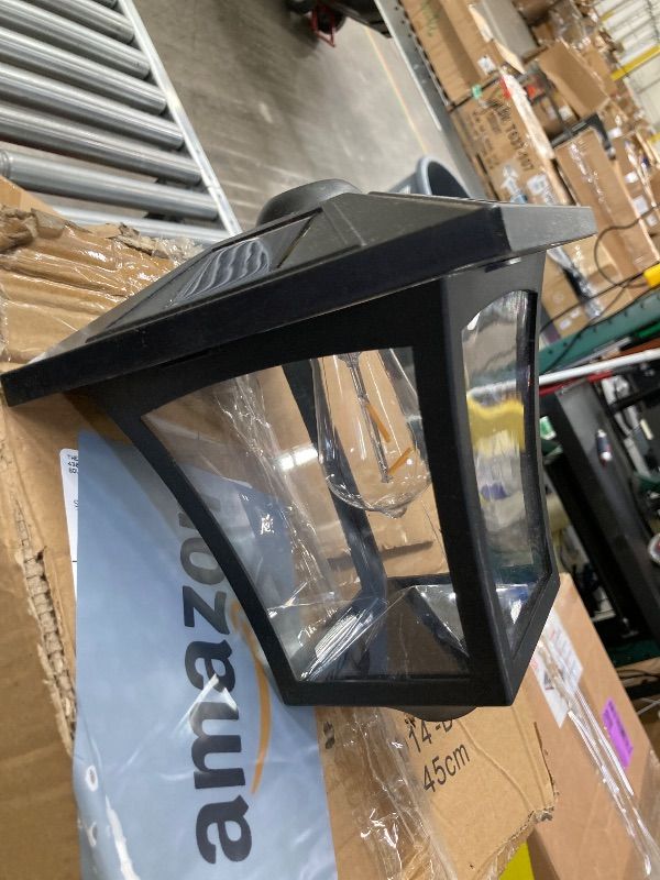 Photo 1 of **SOME COVERS HAVE CRACKS***2 PACK Solar Post Lights Outdoor Waterproof, Dusk to dawn Warm Yellow Lights, Outdoor Planter for Real or Fake Flowers, Solar Lights for Lawn, Patio, Front/Back Door