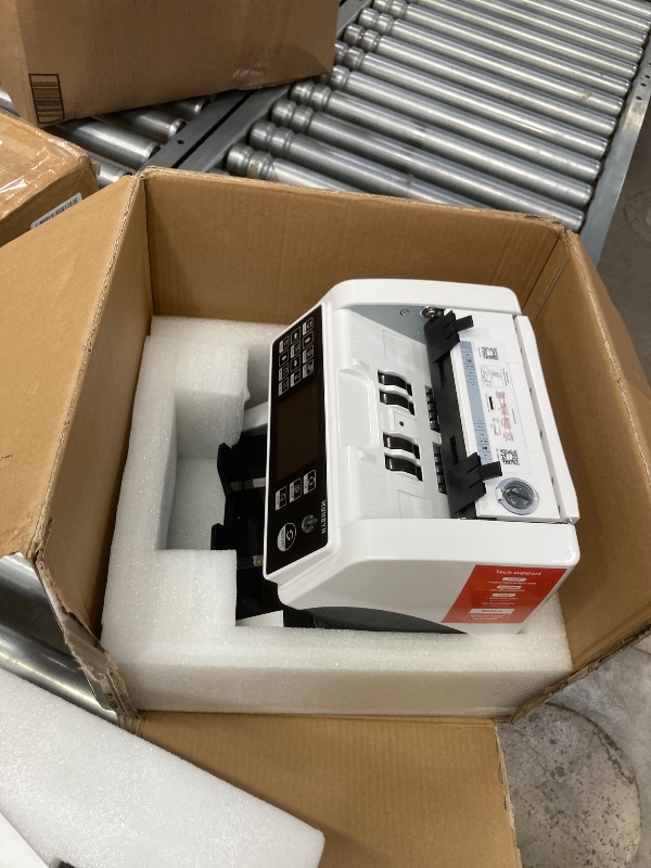Photo 1 of **DAMAGED**MUNBYN IMC01 Bank Grade Money Counter Machine Mixed Denomination, 2CIS/UV/IR/MG/MT Counterfeit Detection, Serial Number, MUL Currency Cash Counter, Printer Compatible, 2Y Warranty (White)
