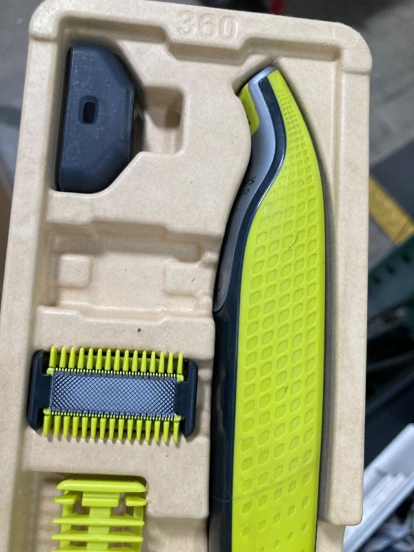 Photo 1 of **MISSING PARTS**Philips Norelco for Face + Body, Electric Beard Trimmer, Shaver and Groomer, 5in1 Adjustable Comb, 1x Body Kit, Model QP2834/70, Black/Lime Green