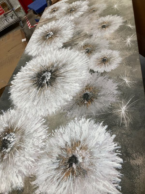 Photo 1 of ***DAMAGE -CUT ALONG BORDER EDGE -SELLING AS IS *** Pogusmavi Dandelion Farmhouse Wall Art for Living Room Pictures for Bedroom Wall Decor Canvas Paintings Framed Wall Picture for Bedroom Office Artwork Wall Decor Textured Art 30×60IN  ***NOT IN BOX***