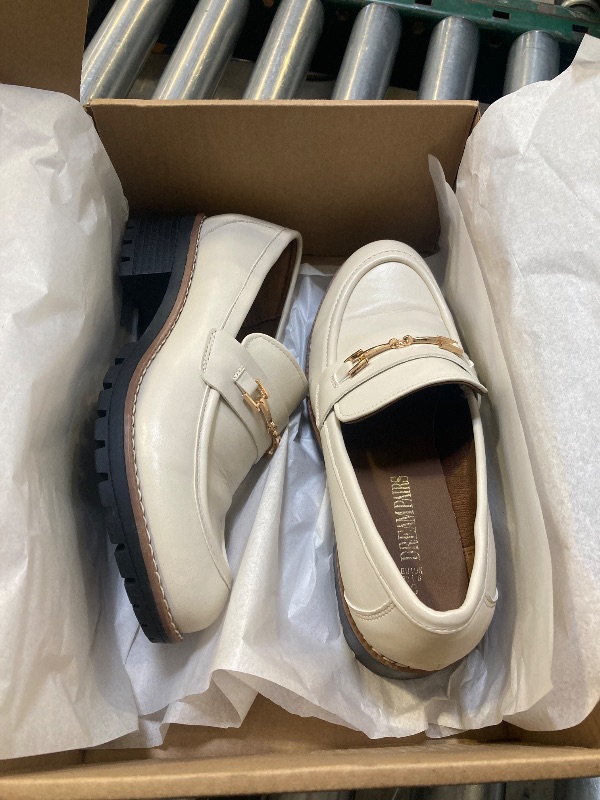 View 2 of DREAM PAIRS Women's Chunky Loafers, Platform Comfortable Slip-On Dressy Business Casual Shoes,Size 8,Beige-Pu,SDLS2410W