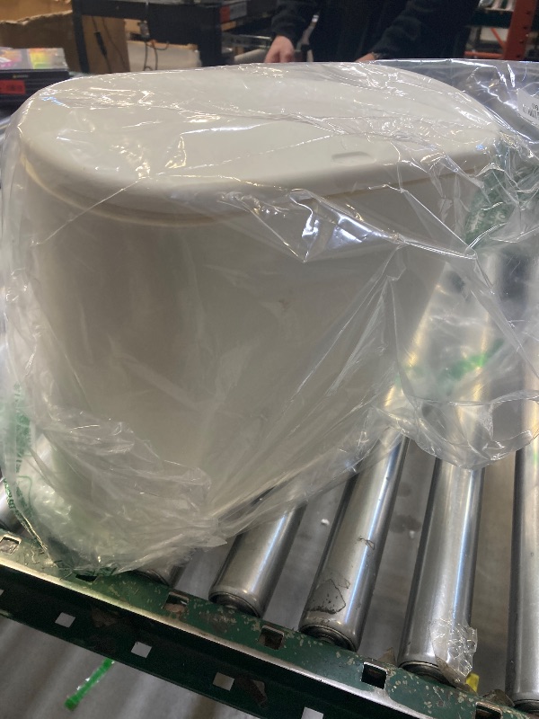 Photo 1 of Sooyee 10 Liter Rectangular Plastic Trash Can Wastebasket with Press Type Lid,2.4 Gallon Garbage Container Bin for Bathroom,Powder Room,Bedroom,Kitchen,Craft Room,Office (Cream White)