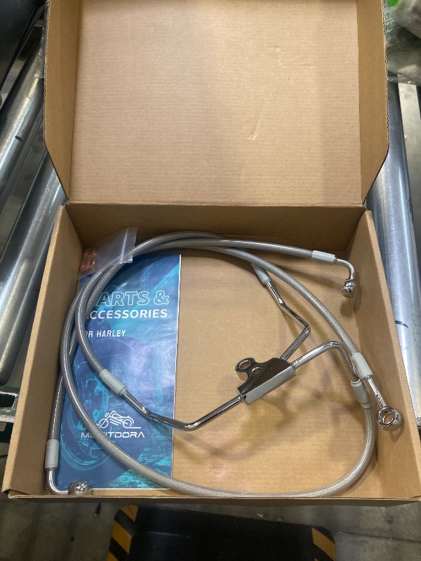 Photo 1 of MoKitDora Touring Front Brake Lines Extended Brake Cable Oil Hose for 16" Handlebars 1996-2013 Harley Street Electra Road Glide FLH No ABS, Stainless Steel Braided Chrome