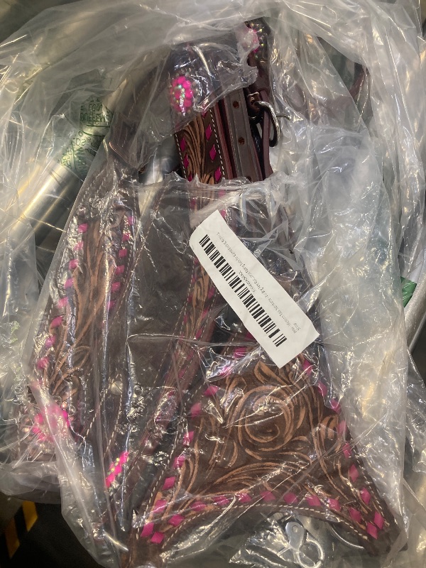 Photo 1 of Western Tack Set Horse - Tooling Pink Buckstitch Gladiator Design | Headstall and Breast Collar | Leather Horse Riding Tack for Barrel Racing, Rodeo & Show