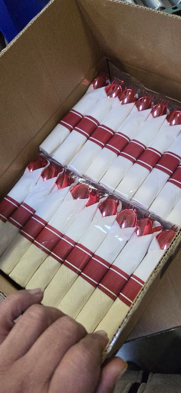 Photo 1 of BESTSTAR 350PCS Clear and Red Disposable Plates Set for 50 Guests, 100 Plastic Plates, 50 Plastic Cups, 50 Pre-Rolled Napkins with Cutlery for Party, Christmas, Thanksgiving, Birthday, Halloween