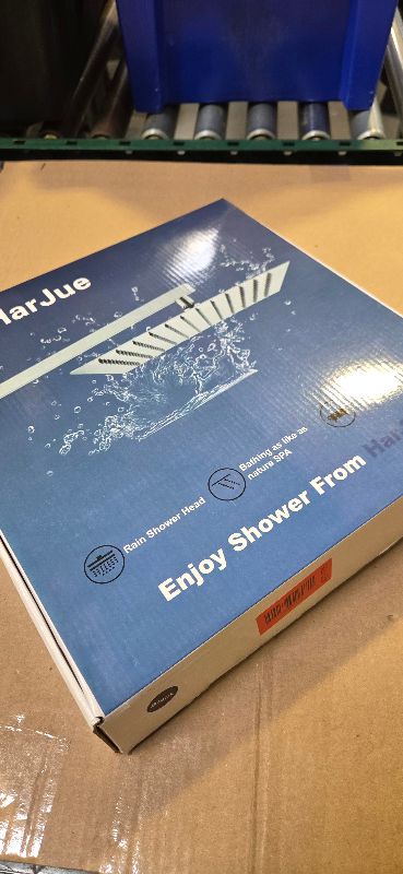 Photo 1 of HarJue Shower Head with Extension Arm, High Pressure Square with ShowerArm, Stainless Steel Rainfall -Waterfall Full Body Coverage (12'' Shower with 16'' Arm, Matte Black)