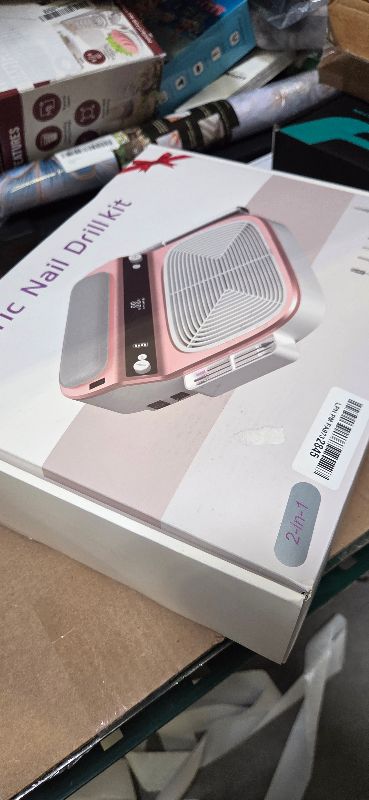 Photo 1 of 2-in-1 Nail Dust Collector & Electric Nail Drill File, Cordless Nail Machine with Stepless Speed Forward Reverse, 5 Suction Mode 4000RPM Dust Collector Nail Tech 6000mAh Rechargeable for Home Salon