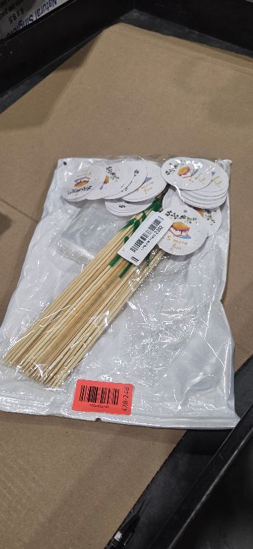 Photo 1 of 100 pcs S'more Fun Bag set Clear Gusseted Poly Bags with S'mores Fun Tag and Bamboo Stick for Smores