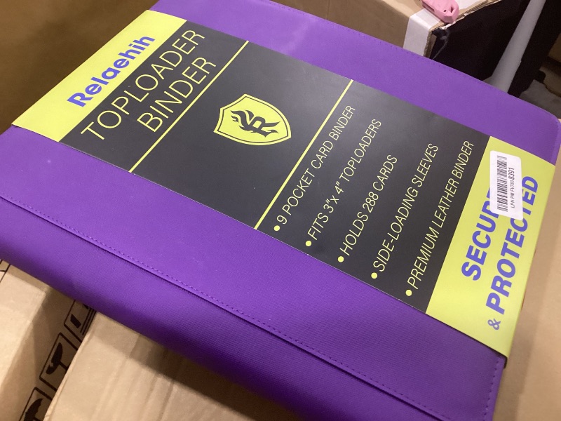 Photo 1 of 9 Pocket Toploader Binder with Zipper – Holds 288 Top Loaders – Premium Double-Sided Card Album for Trading Cards, TCG, MTG, Sports Cards (Purple)