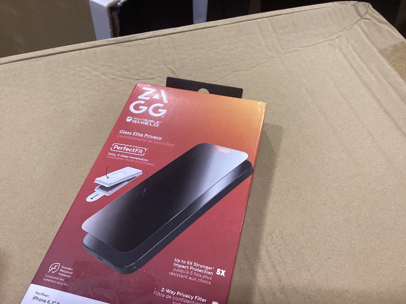 Photo 1 of ZAGG Glass Elite Privacy Screen Protector for iPhone 17 Pro - 2-Way Privacy Filter, 5X Stronger, Fingerprint-Resistant, InvisibleShield, Easy Two-Step Installation