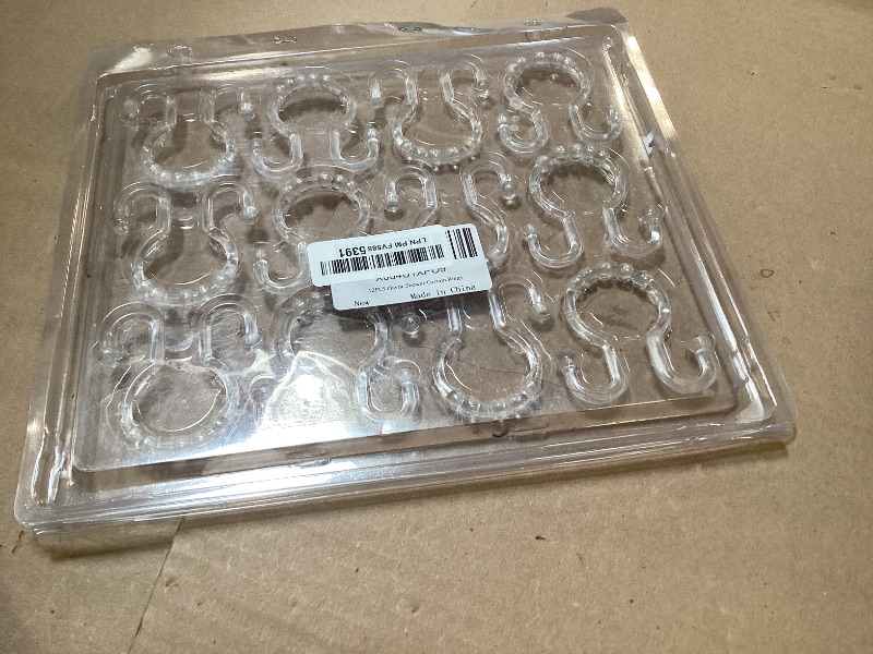 Photo 1 of Resze Shower Curtain Hooks, 12 Pcs Clear Shower Curtain Rings, Plastic Glide Roller Shower Hooks, Rust Proof Anti-Drop Shower Rings, Smooth Sliding Double Hooks for Bathroom Shower Rods Curtains