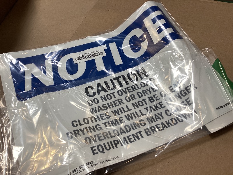 Photo 1 of (2 Pack) Caution Please Do Not Overload Washer Or OSHA Notice Sign 14 Inch X 10 Inch Vinyl Label Decal Sticker Weather Resistant, UV Protected for Workplace, Construction Site, Made in the USA