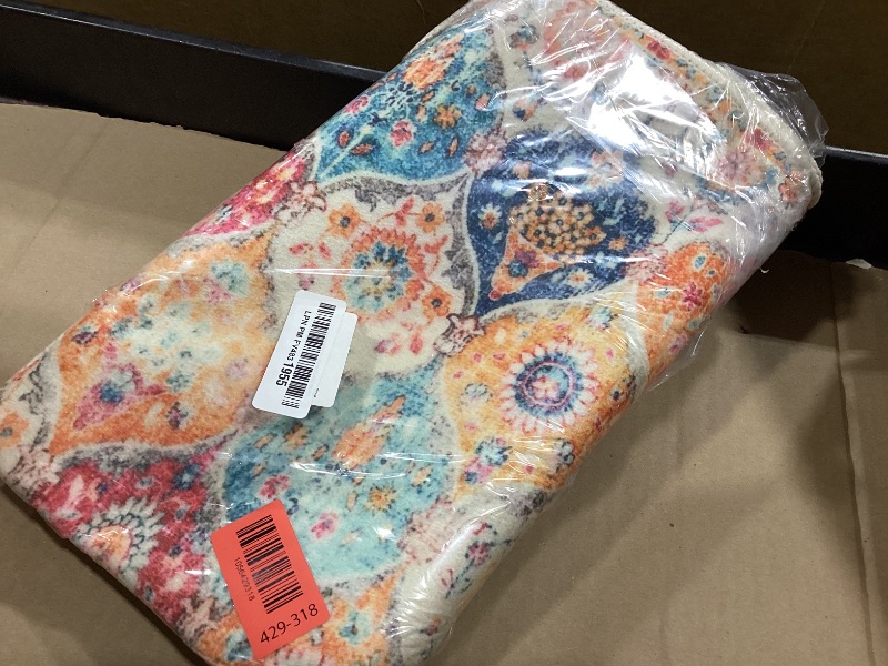 Photo 1 of 2 Pcs Washable Indoor Doormat 18" x 30" Non Slip Retro Floor Mat Area Rug Absorbent Entrance Rug Distressed, Accent Throw Rug for Bedroom Kitchen Entryway Bathroom(Cream)