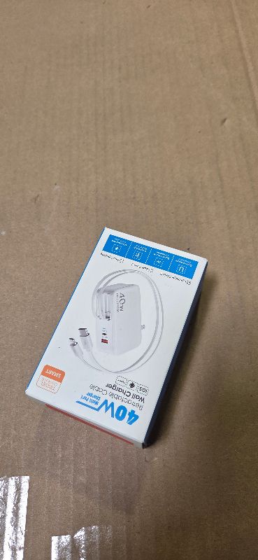 Photo 1 of 4-in-1 Retractable Gan Wall Charger Plug USB C,Travel Essentials Brick Multiport, 3ft Lightening+ Type C Cables,40W Fast Charging Foldable Block for iPhone 17 Pro/16/15/14/13,iPad,Galaxy