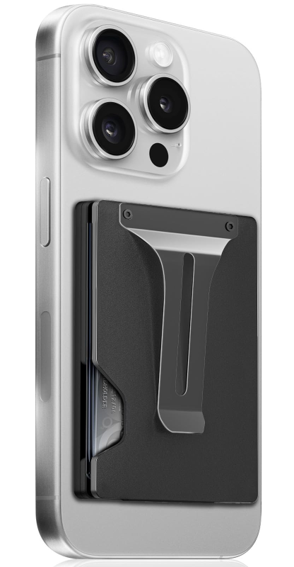 Photo 1 of BESSIO Magnetic Phone Wallet Compatible with Apple MagSafe - Metal Card Holder , RFID Blocking & Money Clip Mag Safe Wallet for iPhone 17 16 15 14 13 12 Pro Max/Pro/Plus/Mini, Black
