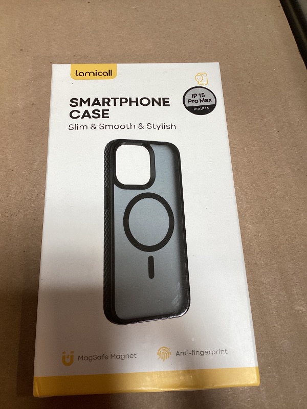 Photo 1 of Lamicall Magnetic Case for iPhone 15 Pro Max, for Magsafe - [Diamond Textured Anti-Slip Edge] [Military Grade Shockproof Protection] Translucent Hard Slim Magnet Protective Cover