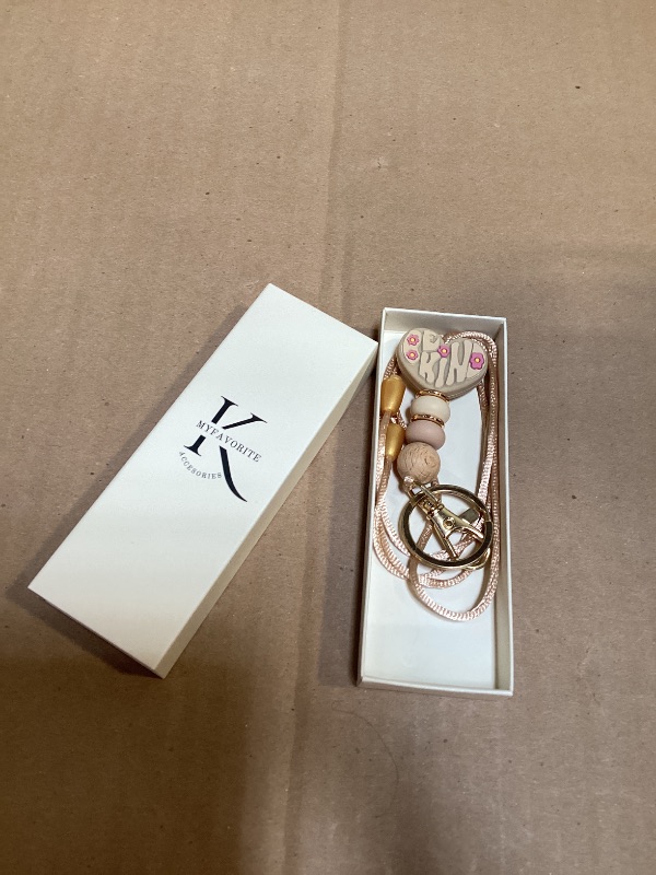 Photo 1 of Be Kind Cute Teacher Lanyard for ID Badge Holder and Keychain, Beaded Lanyards for Women Cool Lanyards for Keys