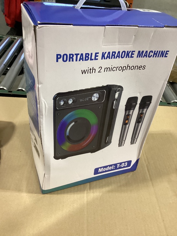 Photo 1 of VOSOCO Karaoke Machine, Portable Bluetooth Karaoke Speaker with 2 Wireless Microphones, PA System for Adults Kids with LED Lights & Echo Adjustment, Supports TWS/TF/USB/AUX for Home Party