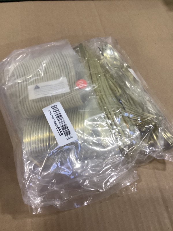 Photo 1 of bUCLA  Gold Plastic Silverware - Disposable Gold Utensils - Heavy Duty Plastic Cutlery set- Forks, Spoon Knives for Party & Wedding