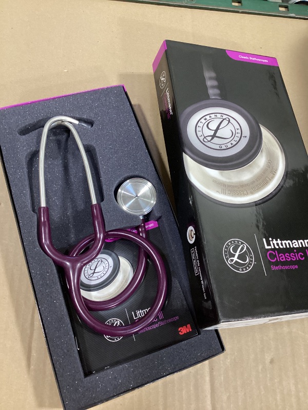 Photo 1 of 3M Littmann Classic III Monitoring Stethoscope, 5831, More Than 2X as Loud, Weighs Less, Stainless Steel Chestpiece, 27" Plum Tube