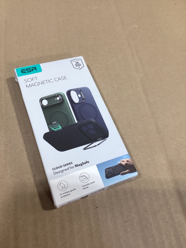 Photo 1 of ESR Silicone Case for iPhone 17 Pro, Built-in Camera Stash Stand Compatible with MagSafe, Military-Grade Drop Protection Magnetic Phone Case for iPhone 17 Pro, Cloud Series, Orange