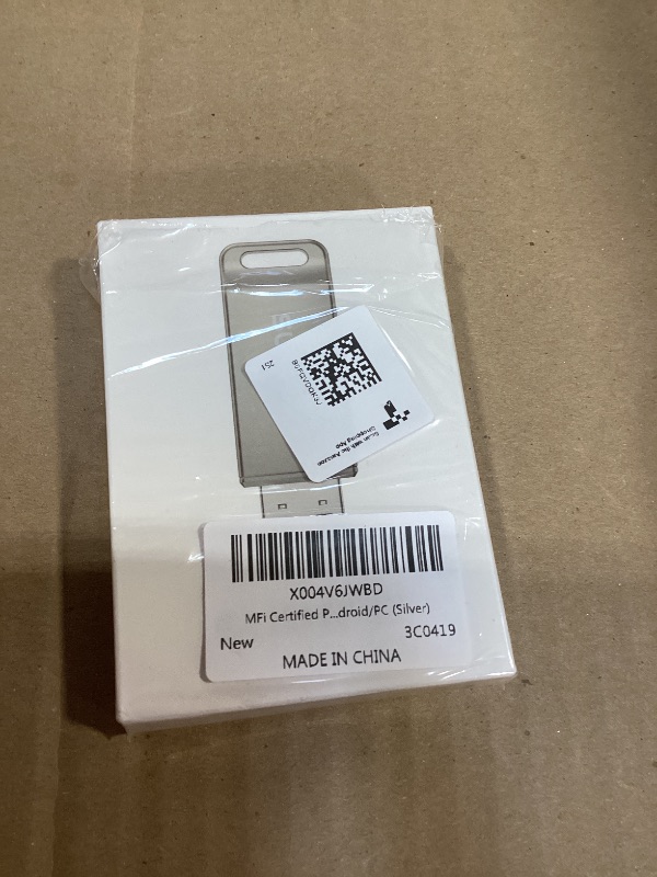 Photo 1 of MFi Certified Photo Stick 128GB USB Flash Drive for iPhone, 4 in 1 External Memory Thumb Drive for Picture Video Saver and Backup, High Speed Memory Stick USB Drive for iPhone/iPad/Android/PC (Silver)