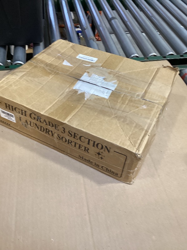 Photo 1 of 230L (60 Gal) Extra Large Fashion Laundry Sorter 3 Section with Lid, Rolling Laundry Basket Hamper with Handle, Laundry Organizer Storage Cart with Sturdy Metal Frame for Laundry Room, Hotel, Black